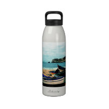 Portugal Seaside IV - Colourful Boats on the Beach Drinking Bottle