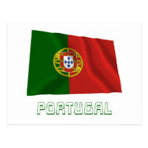 Portugal Waving Flag with Name Post Card