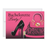 Posh Purse, High Heels and Lipstick Bachelorette Invitations