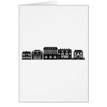 Posh smart row of buildings greeting cards