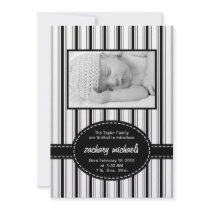 Posh Stripes Photo Birth Announcement