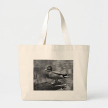 Posing Duck In B&W Canvas Bag