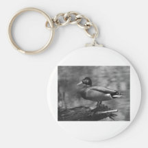Posing Duck In B&W Keychain