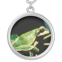 Posing Frog Sterling Silver Necklace