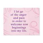 Positive Affirmation Letting Go Of Pain And Anger postcards