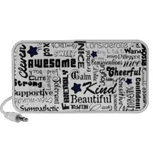 Positive words typography iPod speakers