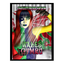 Post Card Greetings From Wales, Cymru, Dragon