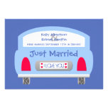 Post Wedding Reception Invitation -- Blue Car