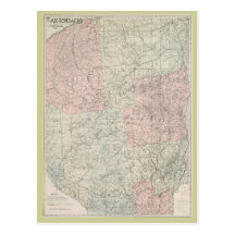 Postcard 1912 Map of The Adirondacks