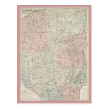 Postcard 1912 Map of The Adirondacks