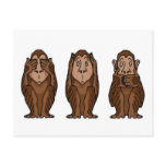 Postcard 3 Monkeys, See no evil, Hear no evil,..