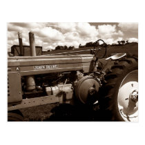 Postcard ~ A VINTAGE Tractor Close-Up w/ Clouds postcards
