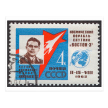 Postcard Andrian Nikolayev Vostok 3 USSR Stamp