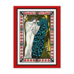 Postcard: Art Nouveau Peacock Artwork - The Kiss