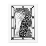 Postcard: Art Nouveau Peacock Artwork - The Kiss
