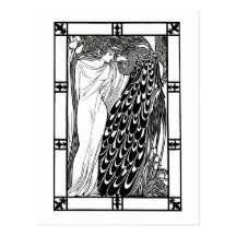 Postcard: Art Nouveau Peacock Artwork - The Kiss
