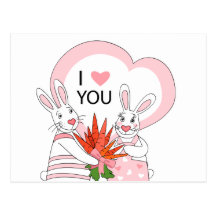 Postcard  design with funny rabbit couple