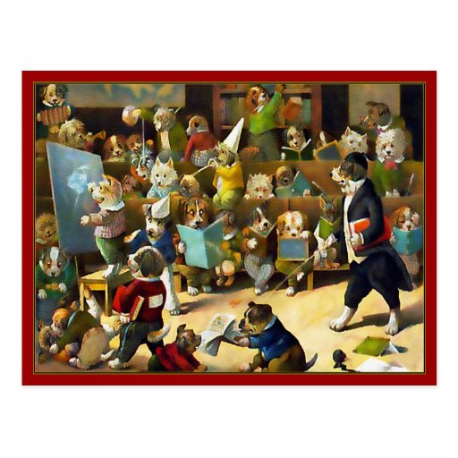 Postcard: "Dog School" by Louis Wain