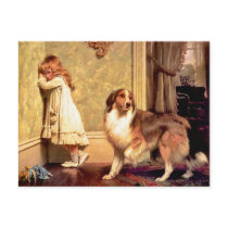 Postcard: Girl with Pet Sheltie