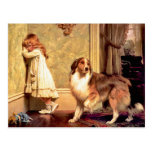 Postcard: Girl with Pet Sheltie
