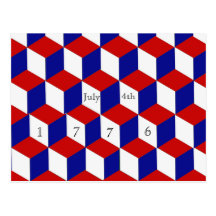 Postcard - July 4th, 1776  Block illusion