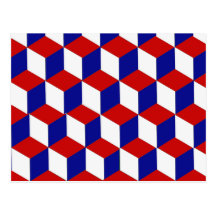 Postcard - Red, White, and Blue block illusion