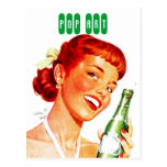 Postcard Retro Stylish Gal w/ Soda PUN FUN Pop Art