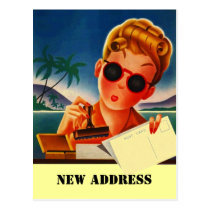 Postcard Retro Travel Contact New Address Change postcards