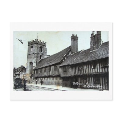 Postcard, Stratford-upon-Avon, Grammar School by gregoryolney2