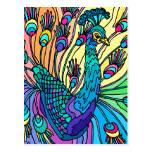 Postcard:  The Peacock Shows Its Feathers