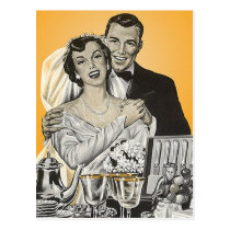 Postcard Vintage Happy Bride Groom Couple Wedding postcards