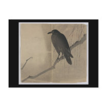 Postcard-Vintage Japanese Art-Yanagi ni karasu