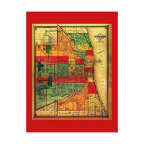 Postcard-Vintage Maps-Chicago 1875