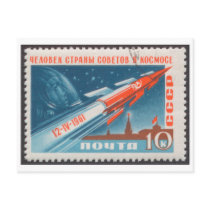 Postcard Vostok 1 and Yuri Gagarin Flight