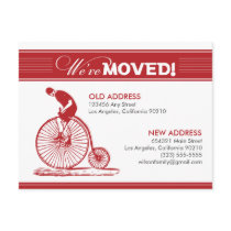 POSTCARD: We've Moved! Antique Bicycle (red)