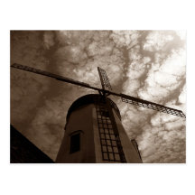 Postcard ~ Windmill Sails Against Clouds ~ Sepia