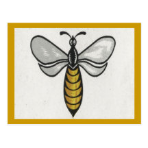 Postcard With Big Cute Bee