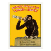Postcard with Drinking Monkey Poster