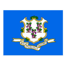 Postcard with Flag of Connecticut State - USA