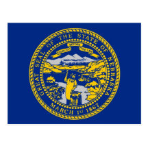 Postcard with Flag of Nebraska State - USA