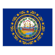 Postcard with Flag of  New Hampshire State - USA