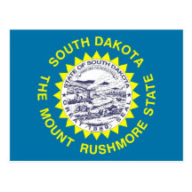 Postcard with Flag of South Dakota State - USA
