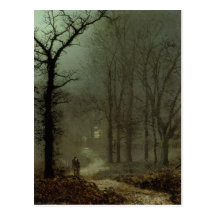 Postcard With John Atkinson Grimshaw Painting