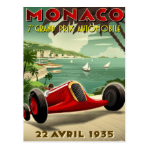 Postcard With Vintage Motor Racing Poster