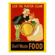 Postcard: WWII Lick the Platter Clean
