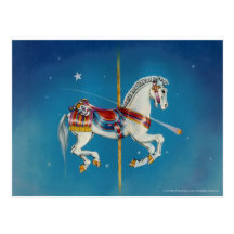 Postcards - Red, White & Blue Carousel Horse