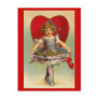 Postcards Valentine's Victorian Little Girl Hearts