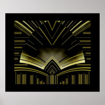 Poster Abstract Art Gold Stripe Bend