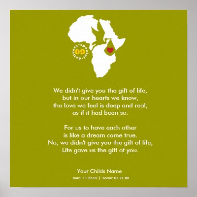 Adoption Announcement Cards on Poster   Adoption Poem   Gift Of You   Zazzle Co Uk