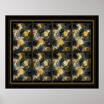 Poster Art Black Blue Willow Panel